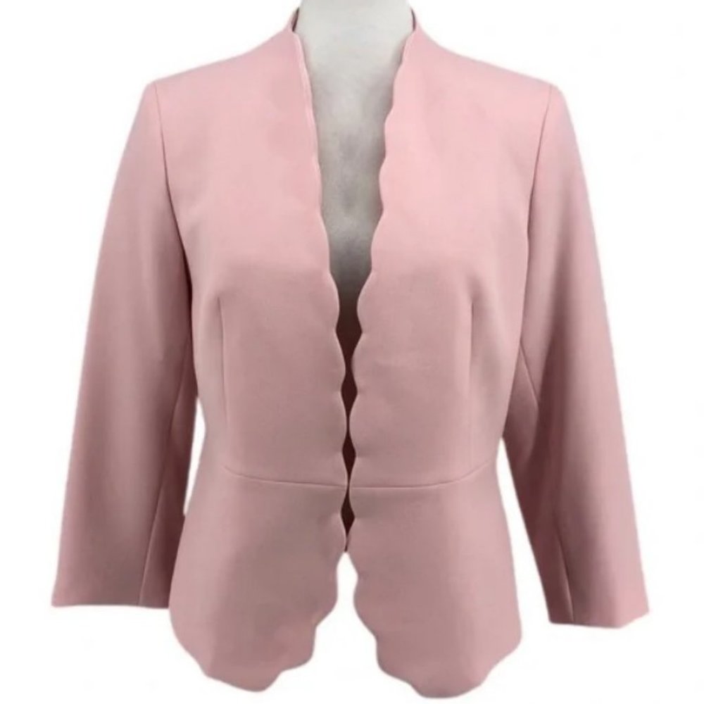 Kasper Pink Scalloped Edge Suit Jacket Blazer